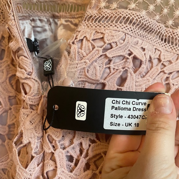 Blush Pink A-Line Lace Dress - Picture 6 of 6